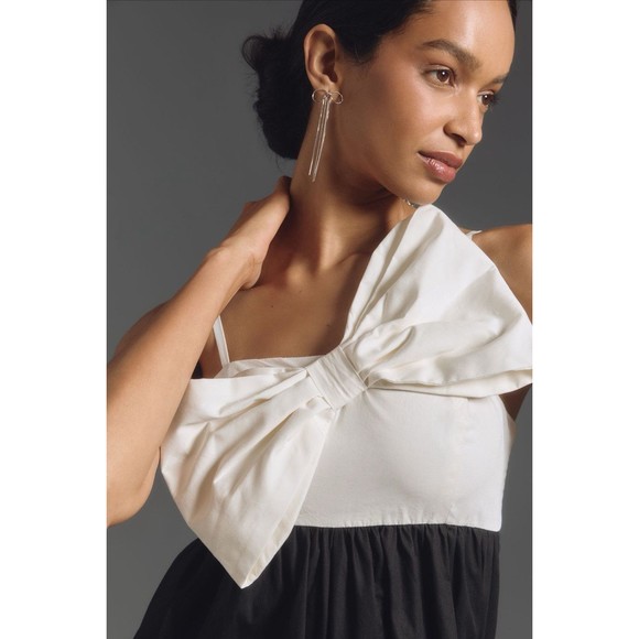 Anthropologie Hutch Jumpsuit Black Colorblock Bow Wedding Boho Preppy XS NWT - Picture 3 of 12